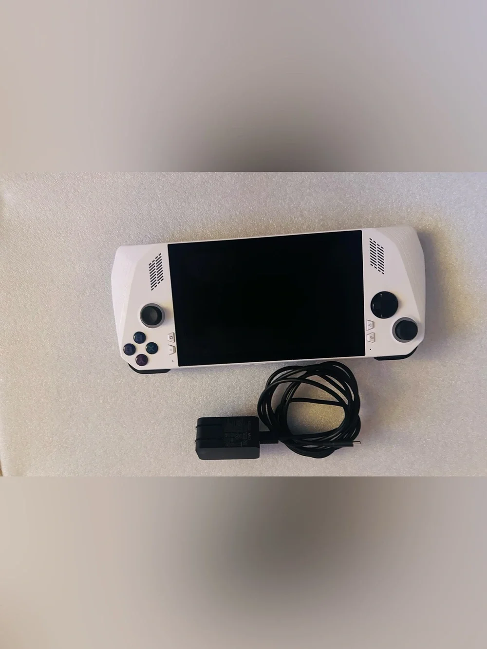 White Handheld Gaming Console with RGB Analog Rings